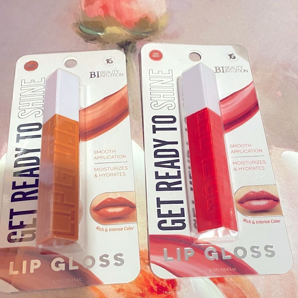 🛍️2 Beauty Intuition Natural Nude Get Ready To Shine & Pink Peony Lip 👄Gloss💄